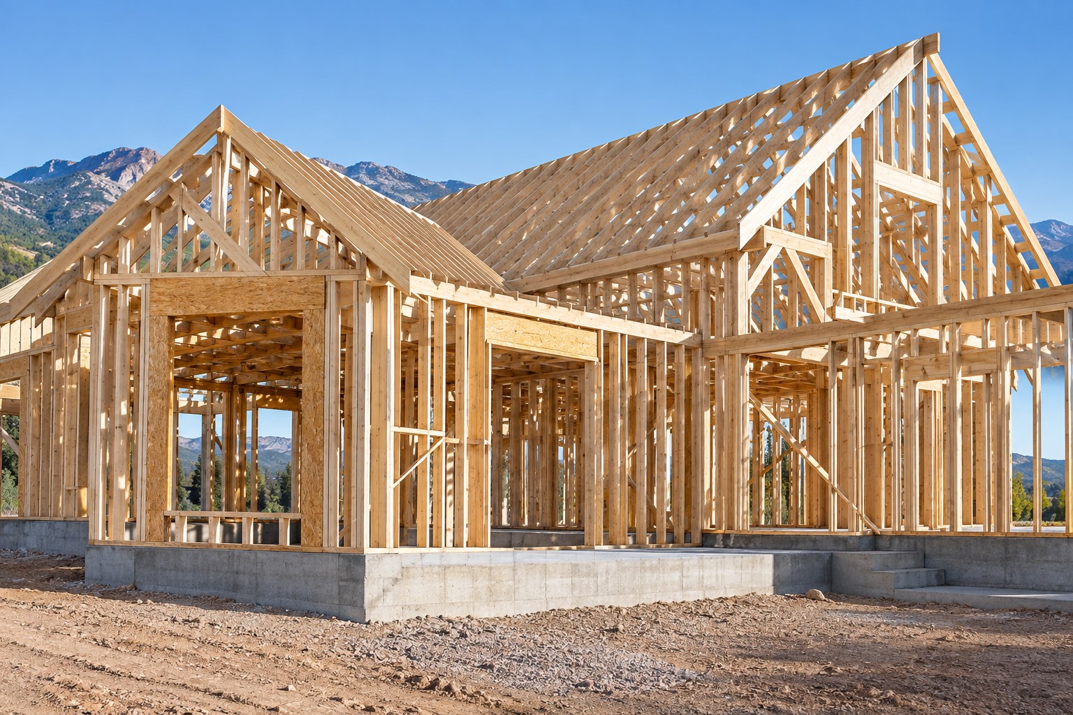 Timber framing for a residential construction project